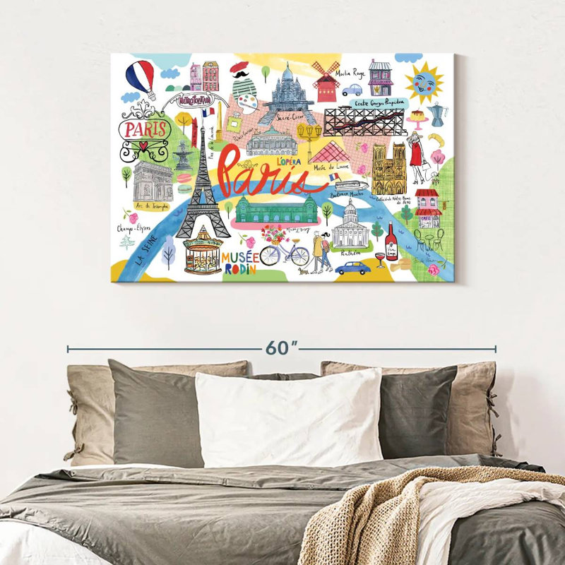 Kavia Paris Map Icons, 32" H x 48" W