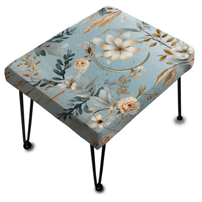 Repose-pieds bleu à motif floral boho Dreamcatchers
