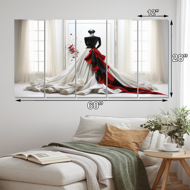 Fashion Red Dress Elegance Unveiled II Fashion Wall Decor on Metal
