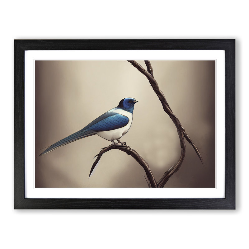 Shining Swallow Bird - Framed Print, Black, 46cm H x 64cm W x 2cm D