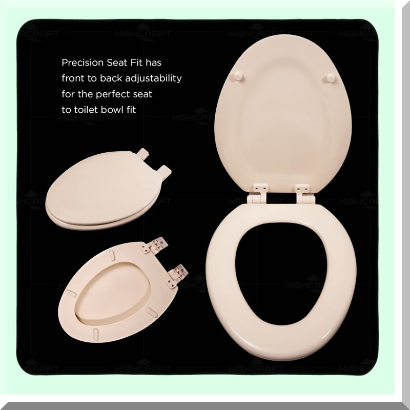 ComfortEase Elongated Wood Toilet Seat - Slow Close, Easy Remove, Adjustable Hinge, Bone