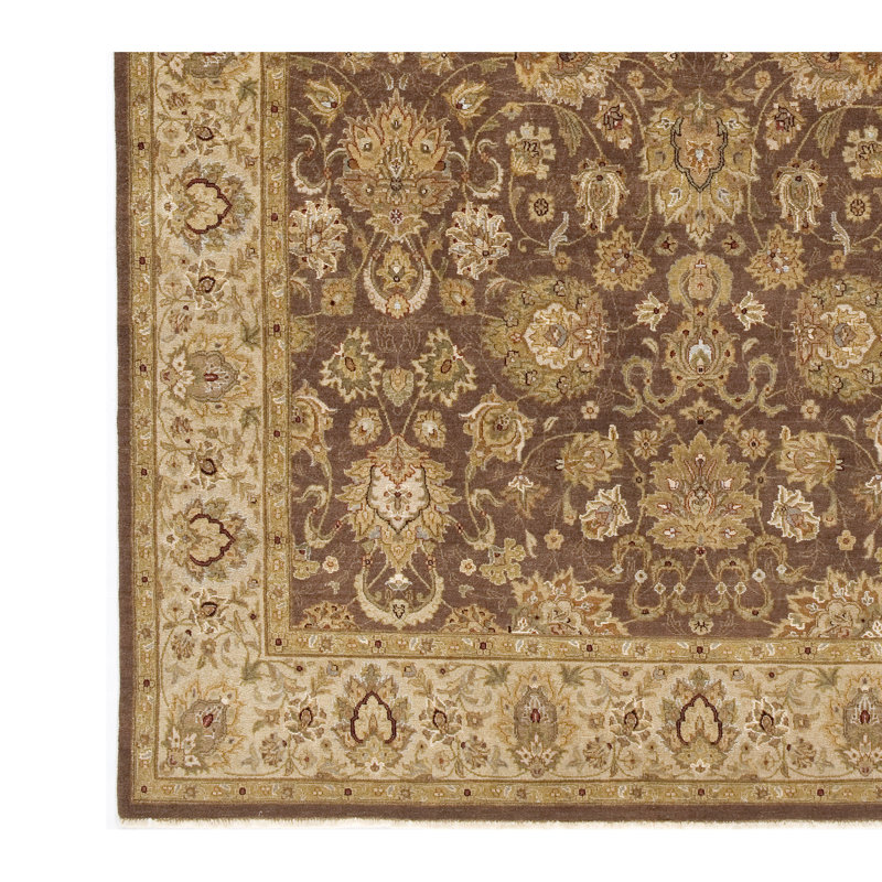 Tapis oriental brun / beige noué à la main Rectangle, Rectangle 8 pi x 10 pi
