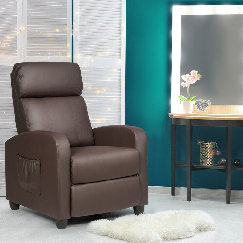 Fauteuil inclinable massant en simili-cuir, Similicuir brun
