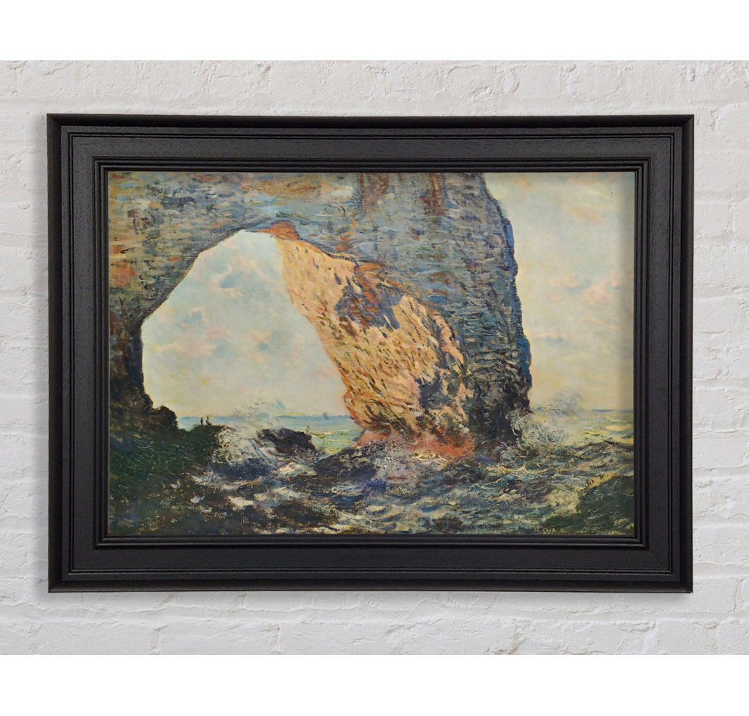 Gerahmtes Leinwandbild The Rocky Cliffs Of Etretat La Porte Man 1 von Monet