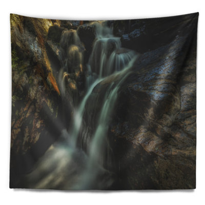 Paysage, chute d'eau au paysage, tapisserie d'été