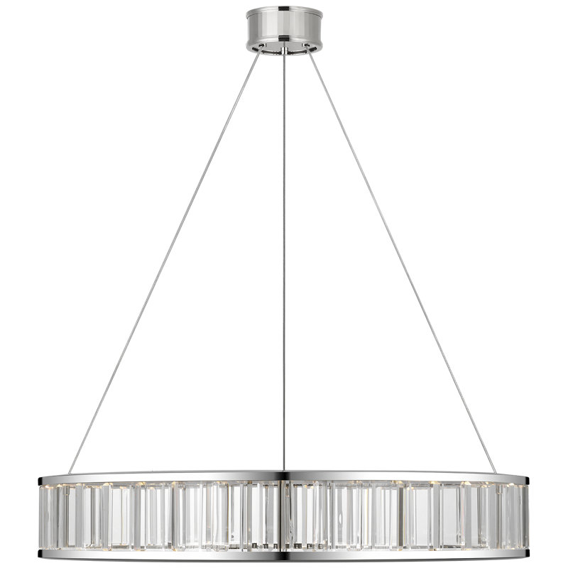 Chapman & Myers Iterna 30" Ring Chandelier with Alabaster, Polished Nickel