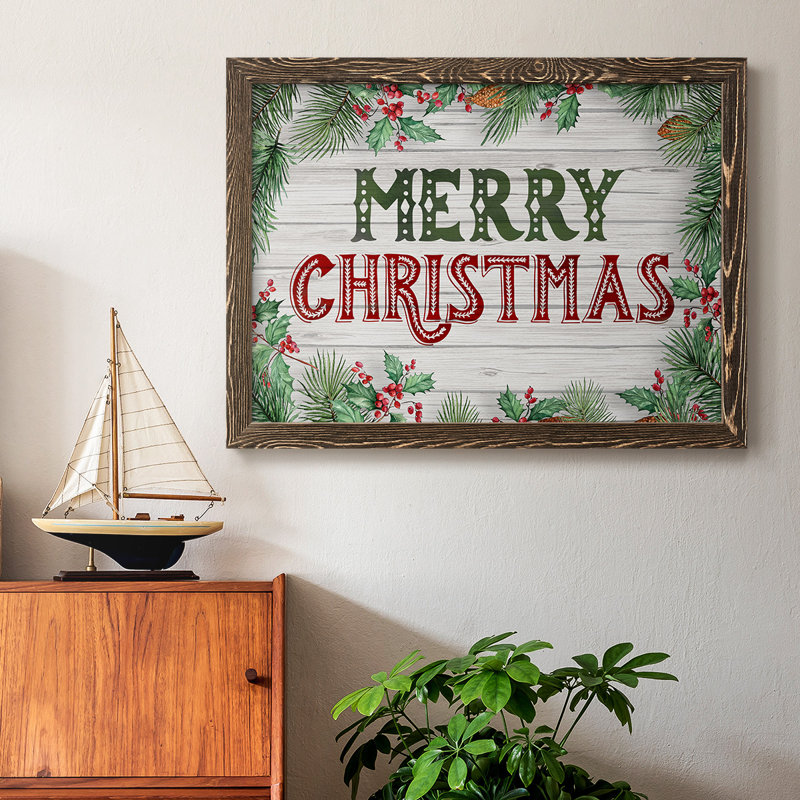 Verdure de Noël encadrée sur toile, H 14 po x l 20 po x P 1,5 po, Noyer