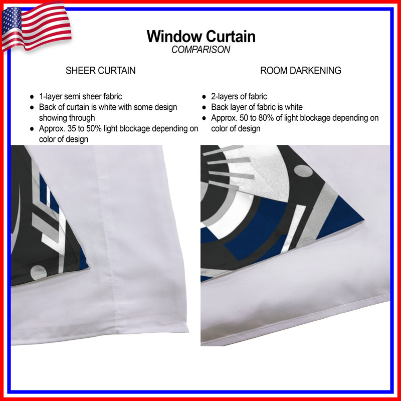 Geometric Circular Pattern Window Curtains Geometric Sheer & Room Darkening - 2 Panels, 40in x 61in - 2 panels, Sheer