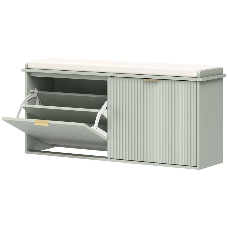 Shoe Storage Bench, 47cm H x 104cm W x 26cm D, Green