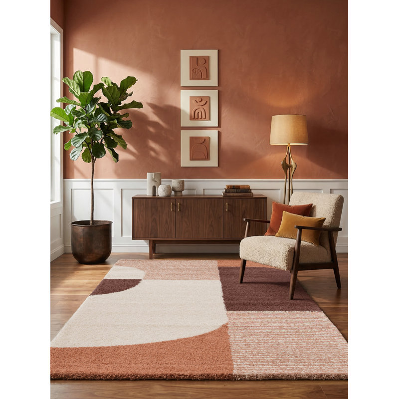 Geometric Shapes Shag Area Rug, Rectangle 200 x 290 cm