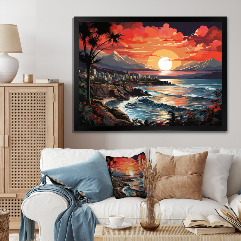 City Maui Popart IV sur toile, Cadre simple noir, H 24 po x l 32 po x P 1 po