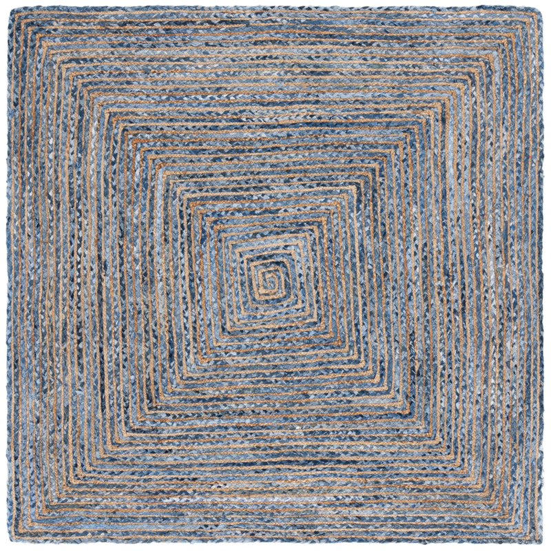 Demar Handmade Flatweave Blue/Natural Area Rug, Square 10'