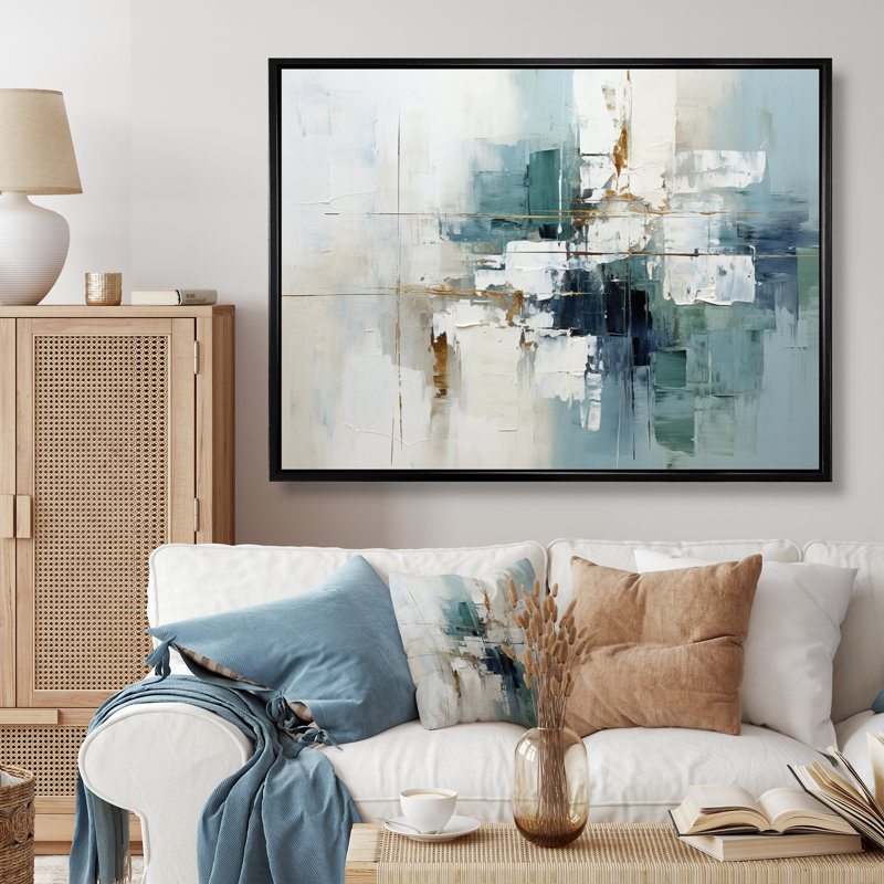 Subtle Serenity I - Abstract Collages Wall Art, Black Floater Framed, 30" H x 40" W x 1.5" D