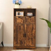 Modern Mosaic Brass Inlay Solid Wood Tall Storage Cabinet.