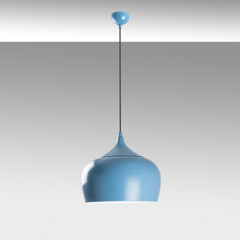 Light Blue Adjustable Chandelier, Metal Body, Ø11 x 11.4 inches | Total Height: 14.2 - 49.2 inches | 90 cm Cable Length, E27 Socket, Max 40W | Elegant Home Lighting Fixture for Living Room & Dining Area, IP20 Rated