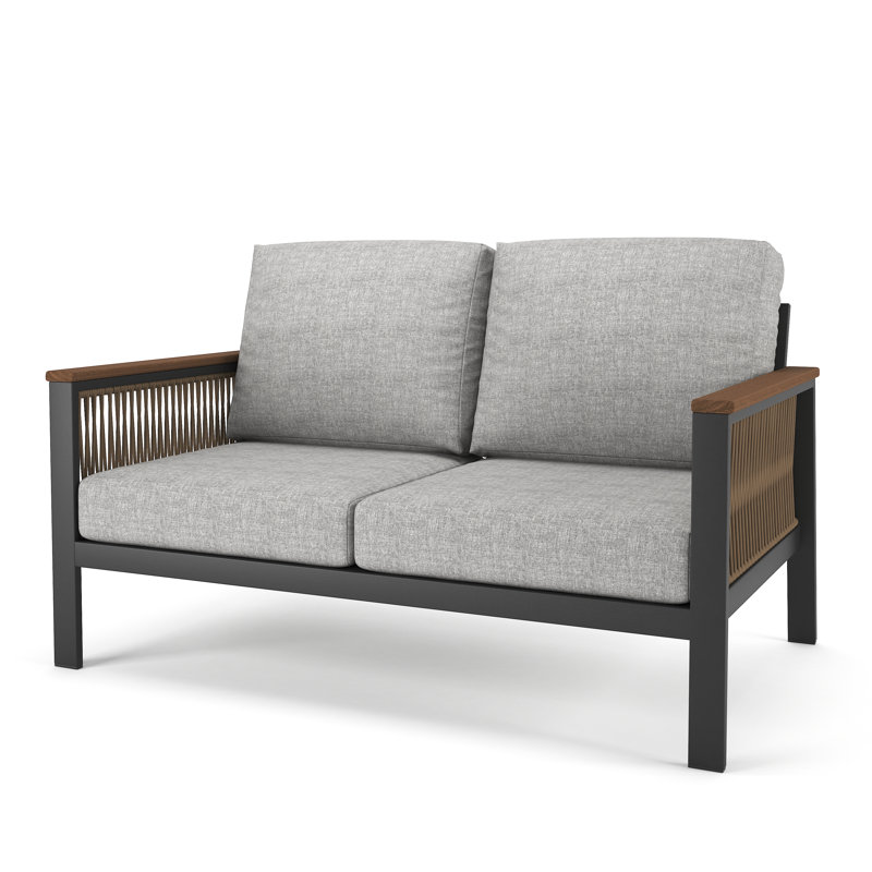 Townsend 55'' Wide Outdoor Loveseat with Sunbrella® Cushions, Cast Silver Sunbrella®, Gray/Gray