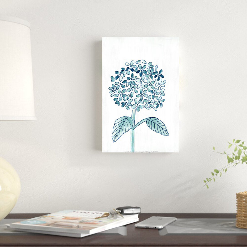 Impression sur toile bleu marine aquarelle Hyrdrangea, H 12 po x l 8 po