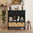 Vintage Wood Accent Chest, Console Table With 3 Water Hyacinth Woven Baskets-1326829788