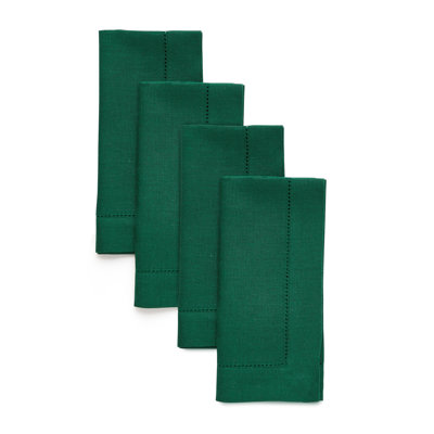 100% Pure Linen Hemstitch Dinner Napkins - Classic Hemstitch