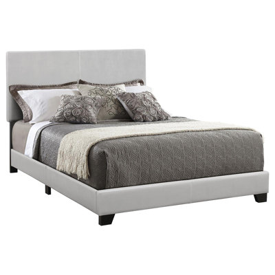 Mobilier de chambre contemporain gris - et cadre de lit élégant en similicuir élégant, nécessite un sommier