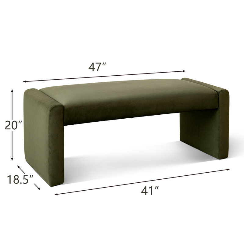 Clarice 47" Upholstered Bench, Olive Velvet