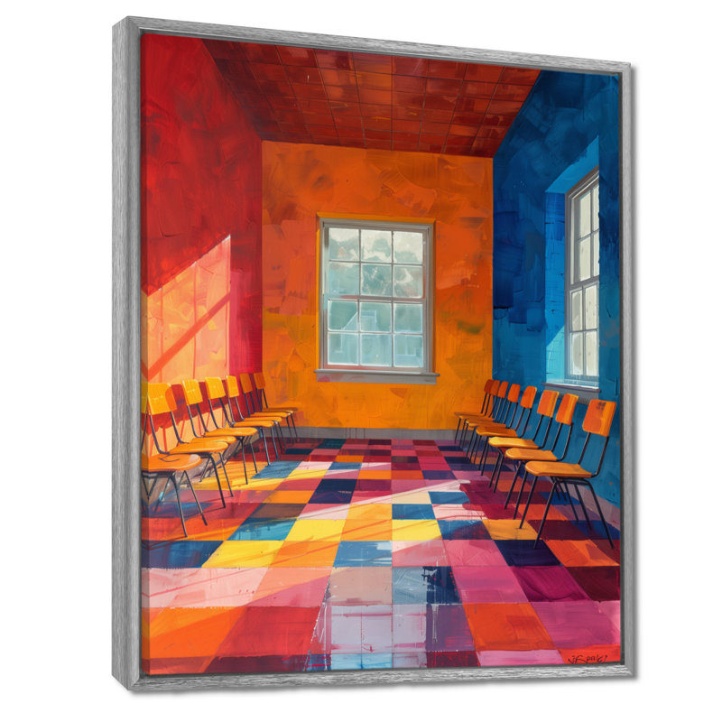 Orange, école créative bleue, art mural I, H 40 po x l 30 po x P 1,5 po, Encadrement argenté