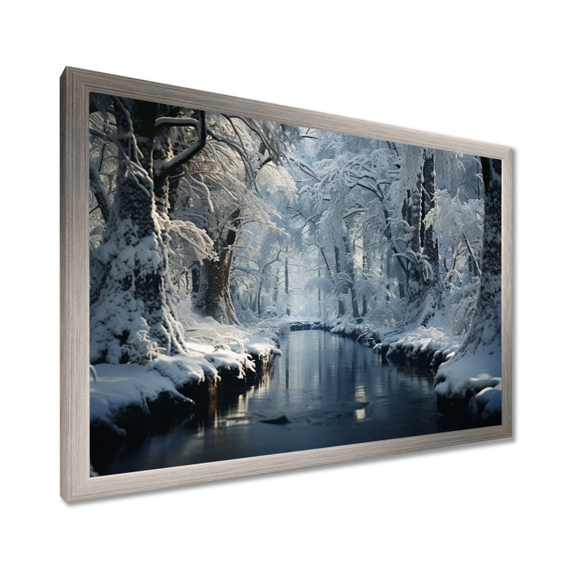 «Winter Silent Woods III - Winter Landscape», art mural, H 12 po x l 20 po x P 1 po, Cadre argenté