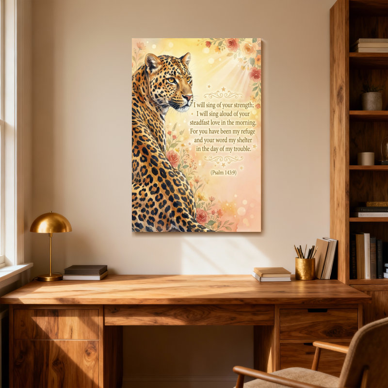 Art graphique sur fond de mode léopard floral, H 18 po x l 12 po