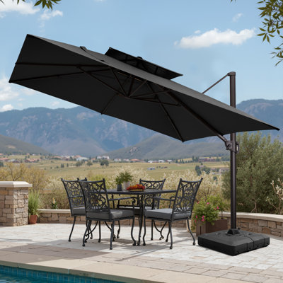 128'' X 128'' Square Cantilever Umbrella with Weighted Base