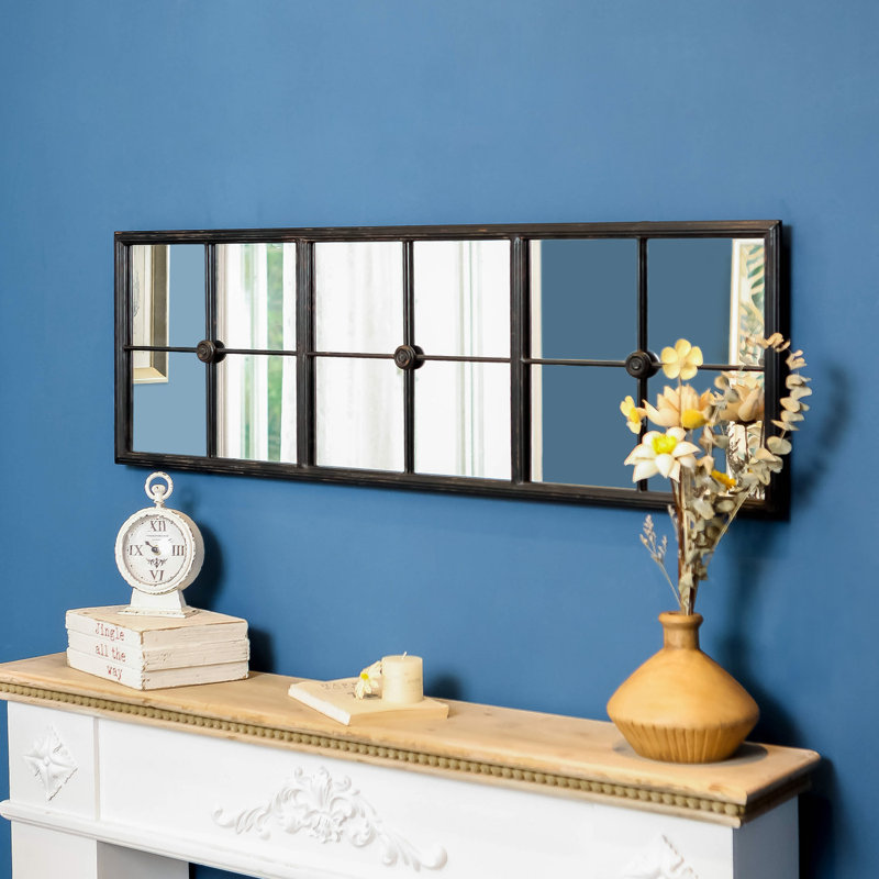 Parkeston Metal Flat Mirror, Black