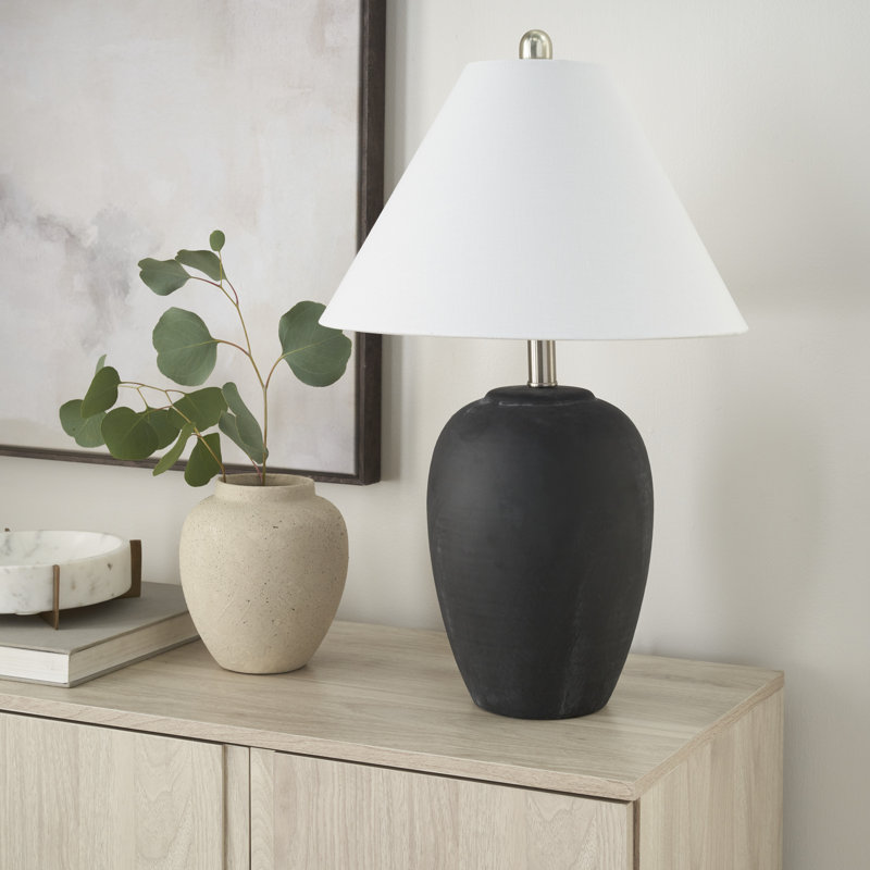 Lampe de table en céramique Bethnal, Noir, Blanc
