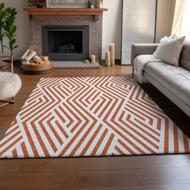 Paprika Rectangular Synthetic Washable Rug 46" x 30"