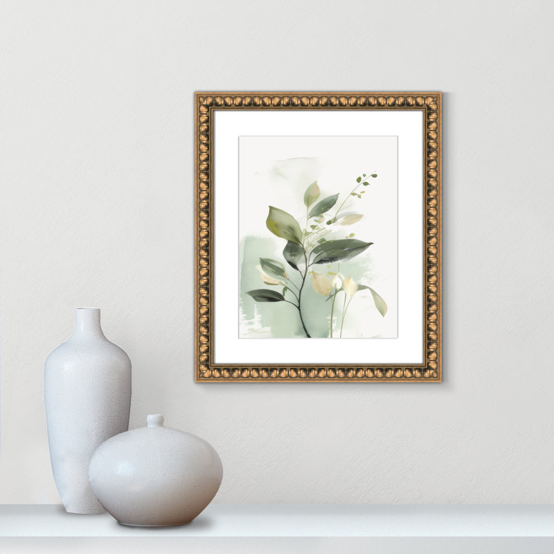 «Greenery Serenade II» par Irena Orlov, 17'' W x 20'' H, Imprimé mat, Perles de feuilles dorées