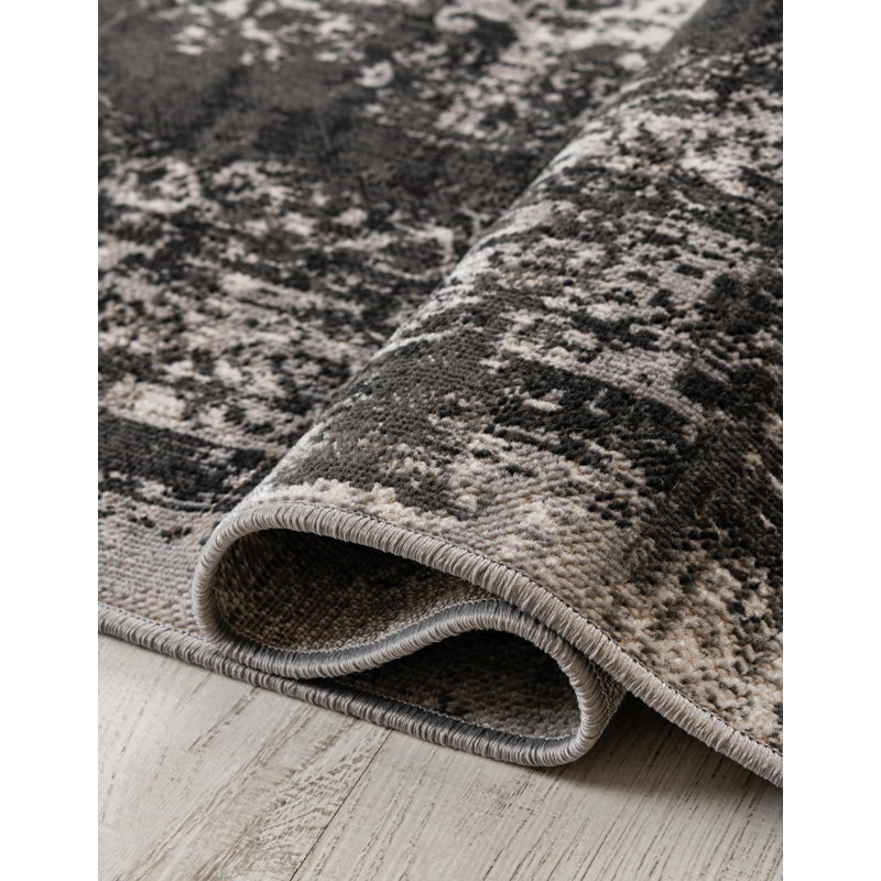 Oriental Gray Area Rug, Oval 3'3" x 5'3"