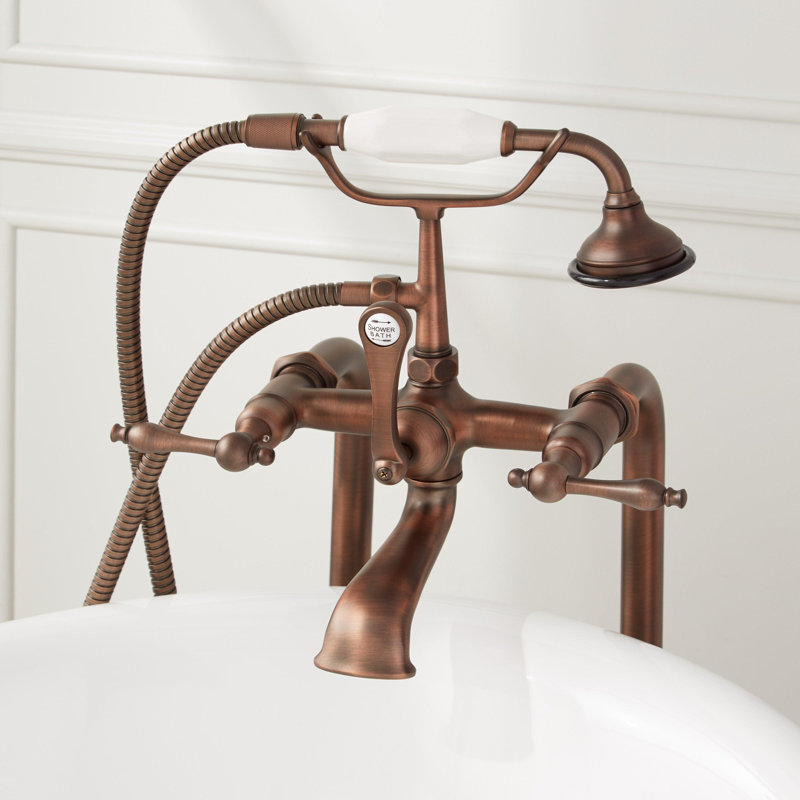 37-1/2" Freestanding Telephone Faucet with Lever Handle, Bronze huilé