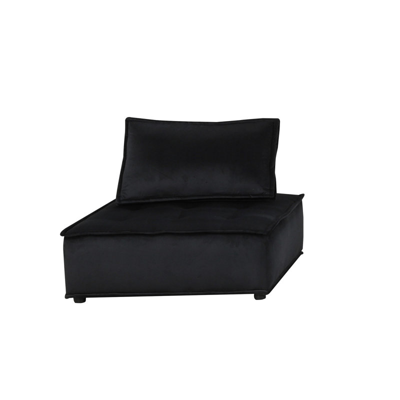 Canapé modulaire en U en velours noir avec siège de 14,5 po et capitonnage en mousse
