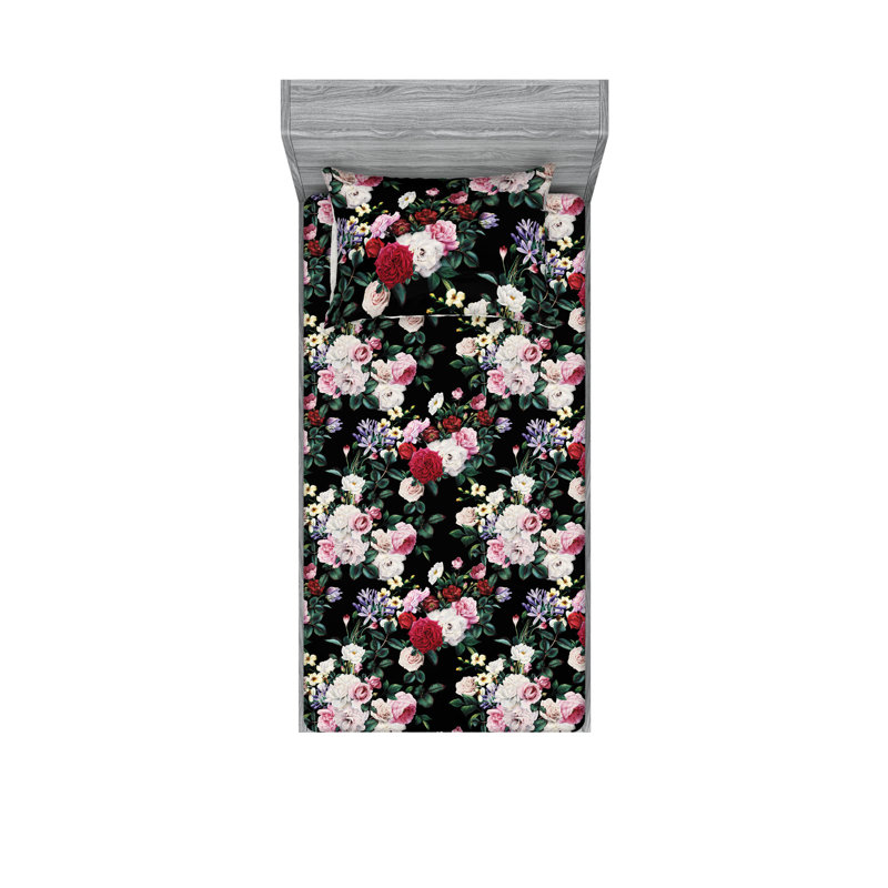 Drap-housse et taies décoratives 3 pièces Ambesonne, Ensemble de draps pour lit simple avec 1 taie d'or