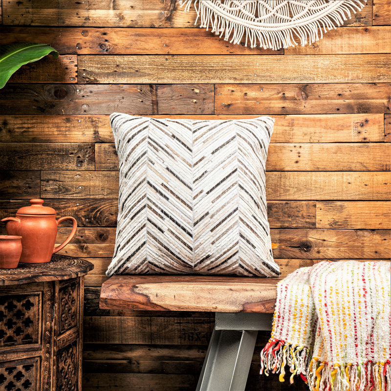 Geometric Cowhide Throw Pillow