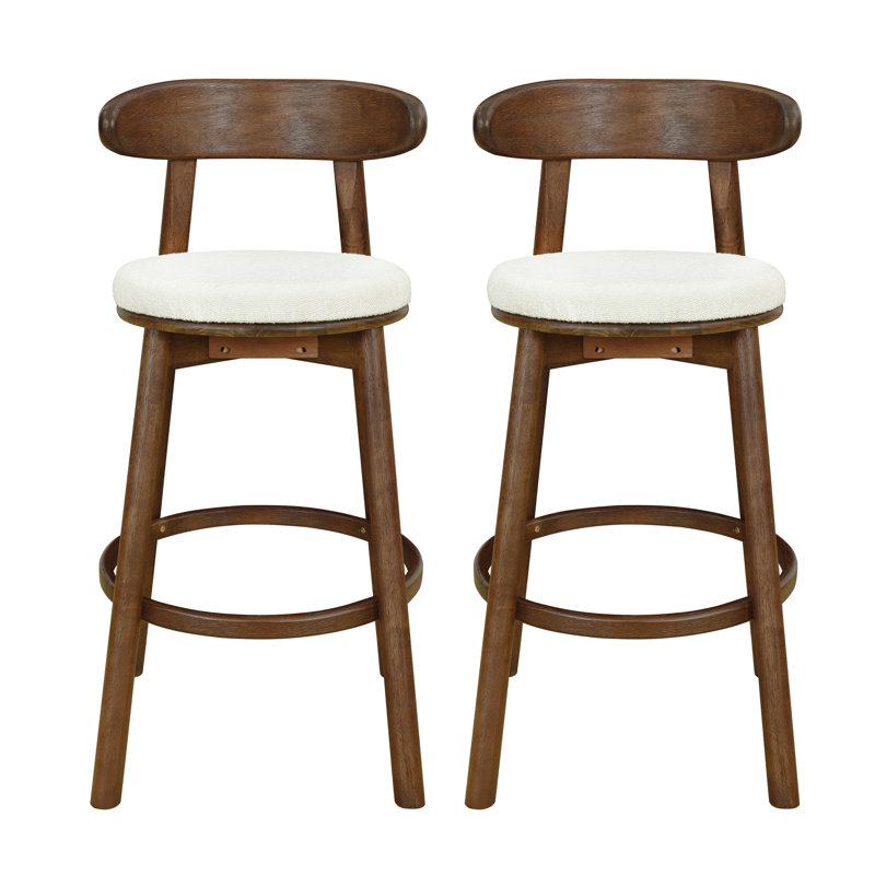 Tabourets de bar rembourrés Mid-Century, Noyer