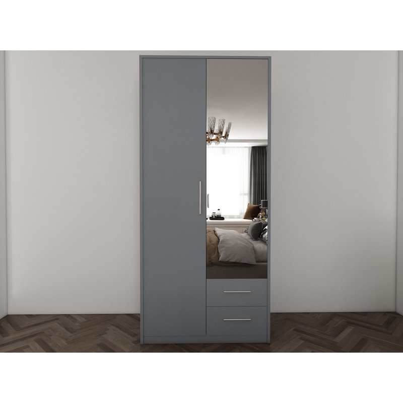 Pamel 2 Door Manufactured Wood Wardrobe, Grey