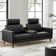 Plina 89"Wide Mid-Century Modern Genuine Leather Sofa with Multifunctional Storage Box