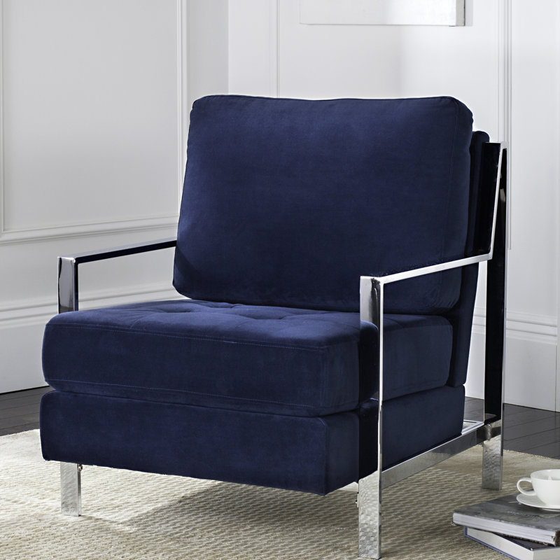 Nyman 30Cm Wide Tufted Linen Armchair, Navy 