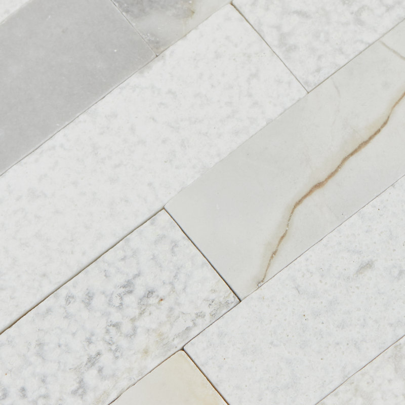 Minute Mosaix Marble Linear Mosaic Wall Tile, Stormy White