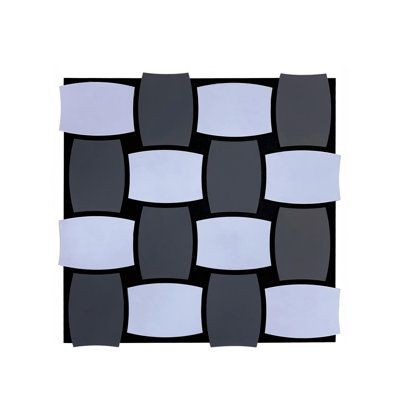 Modern 3D Checkerboard Acoustic Panel - Black & Grey - PET + MDF Size: 610 x 610 mm - Pack of 4