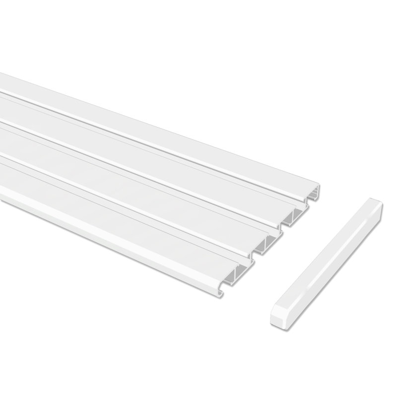 Vermili Aluminum Curtain Track/Rail, 1cm H x 420cm W x 9cm D, White