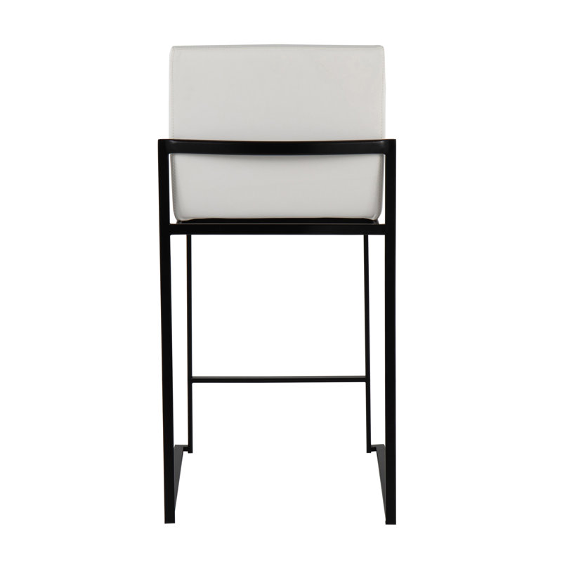 Tabouret de bar et de comptoir Brieon, Simili cuir, Blanc/Noir, Tabouret de comptoir (siège d'une hauteur de 26 p