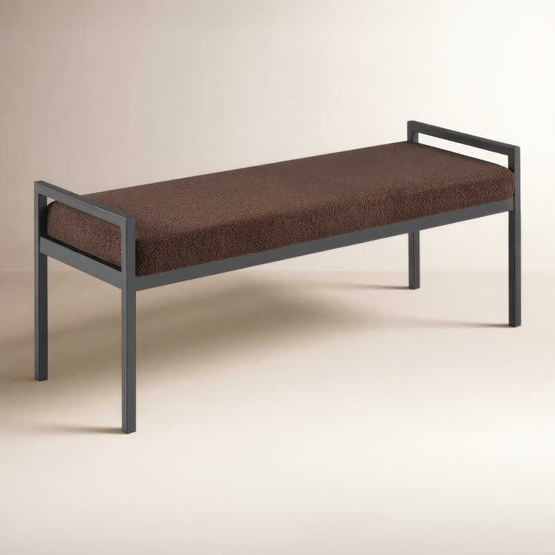 Loxe Teddy Upholstered Bench, Dark Brown
