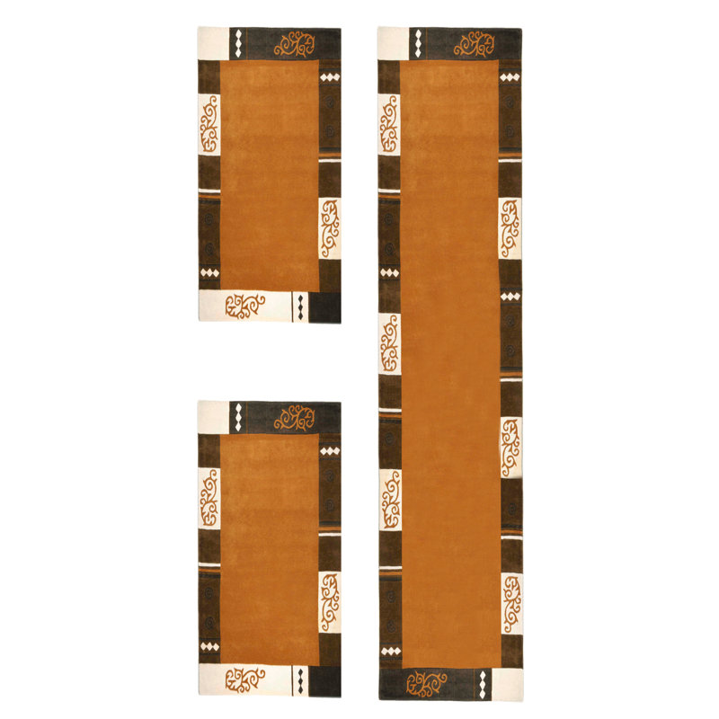Honeoye Hand Knotted Wool Brown Rug