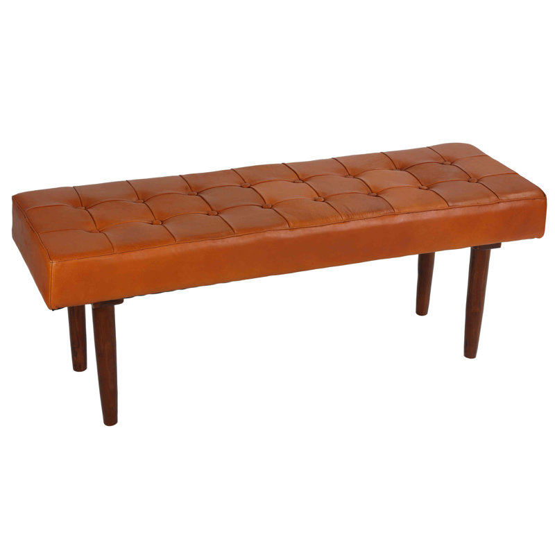 Genuine Leather Upholstered Bench