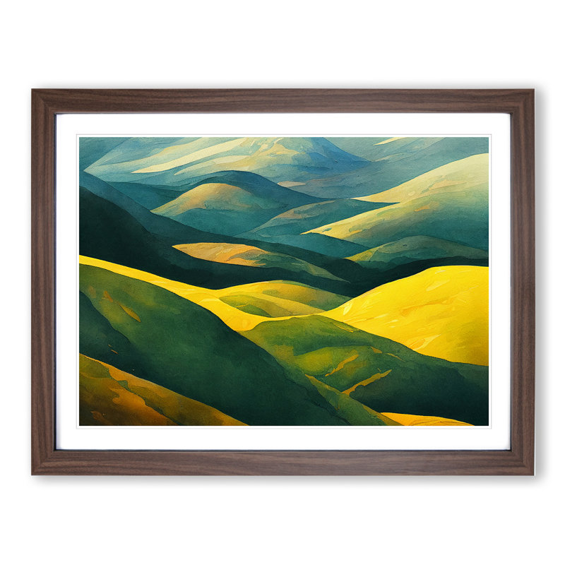 Spring Meadow Landscape View Vol.1 - Framed Print, 25cm H x 34cm W x 2cm D, Walnut